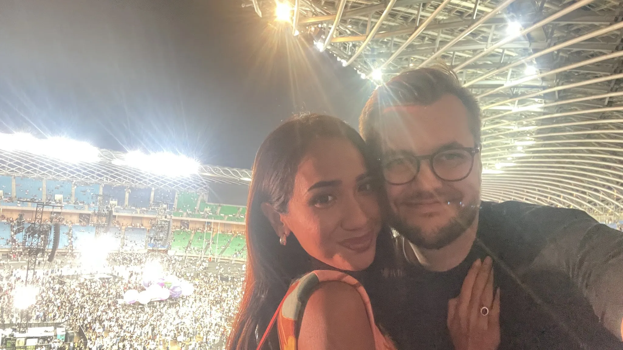 Coldplay concert lighting up the stadium in Taiwan