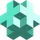 A 3D geometric shaped logo of a object in green color